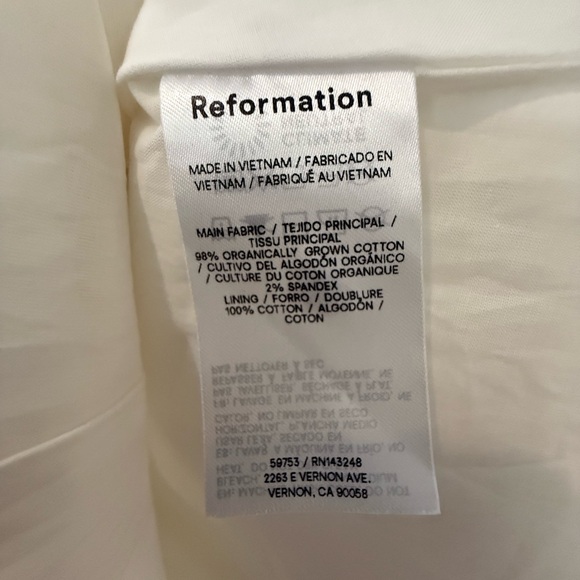 Reformation NWT Devi White Mini Dress - Picture 9 of 9